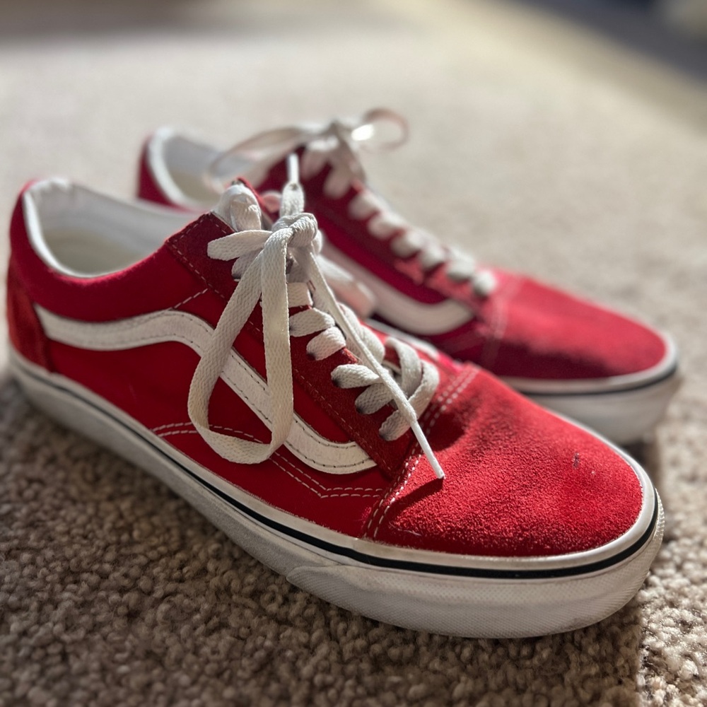 Vans Old Skool Red and White Sneakers Women 8 / Men 6.5